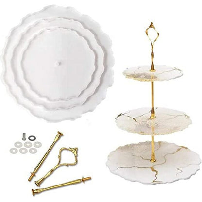 3 Tier Cake Stand Resin Tray Molds, Silicone Cake Stand Molds for Resin, Epoxy Resin Tiered Tray Mold
