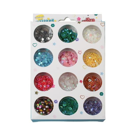 12 Jars/Box Shiny Sequins Nail Art Glitters Rhinestones Make in Resin Art