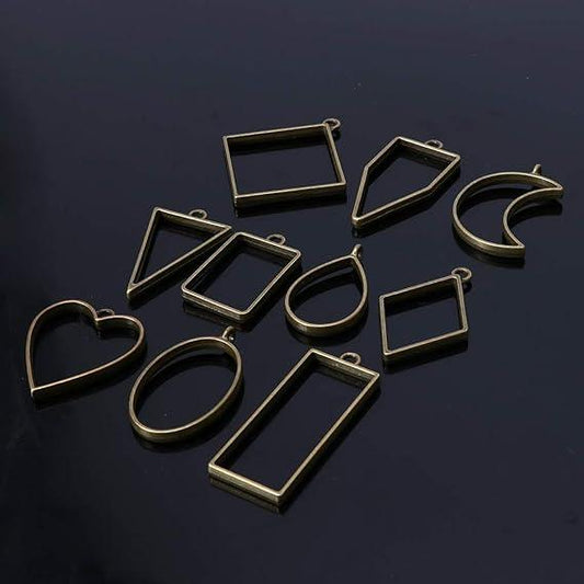 Bazel Pendant Metal Jewelry Frame Molds 10Pcs Set