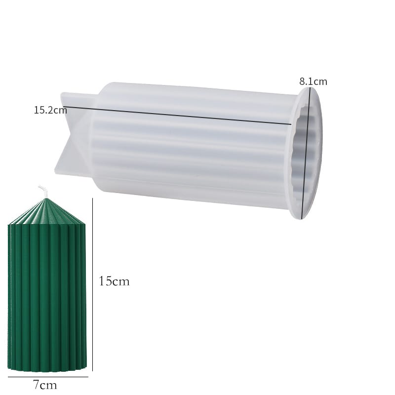Cylinder Geometrical Stripes Pillar Candle Silicone Mold