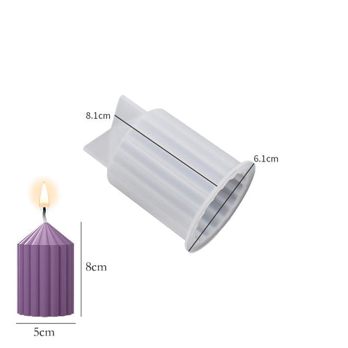 Cylinder Geometrical Stripes Pillar Candle Silicone Mold