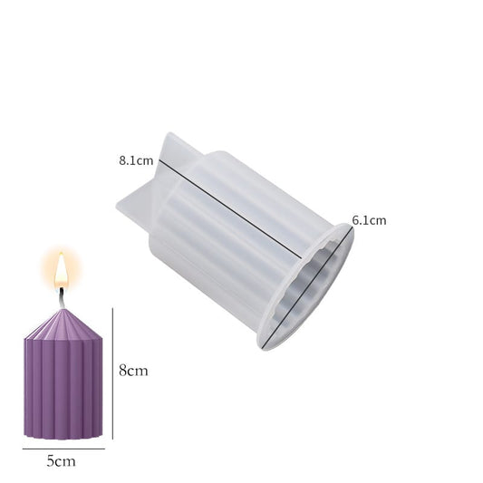 Cylinder Geometrical Stripes Pillar Candle Silicone Mold