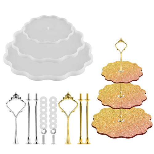 3 Tier Cake Stand Resin Tray Molds, Silicone Cake Stand Molds for Resin, Epoxy Resin Tiered Tray Mold
