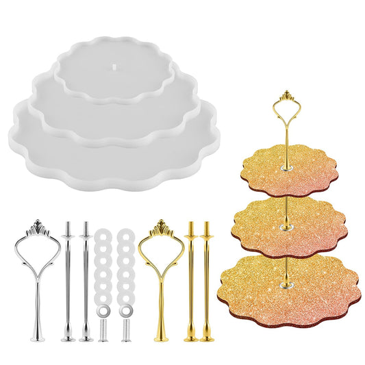 3 Tier Cake Stand Resin Tray Molds, Silicone Cake Stand Molds for Resin, Epoxy Resin Tiered Tray Mold