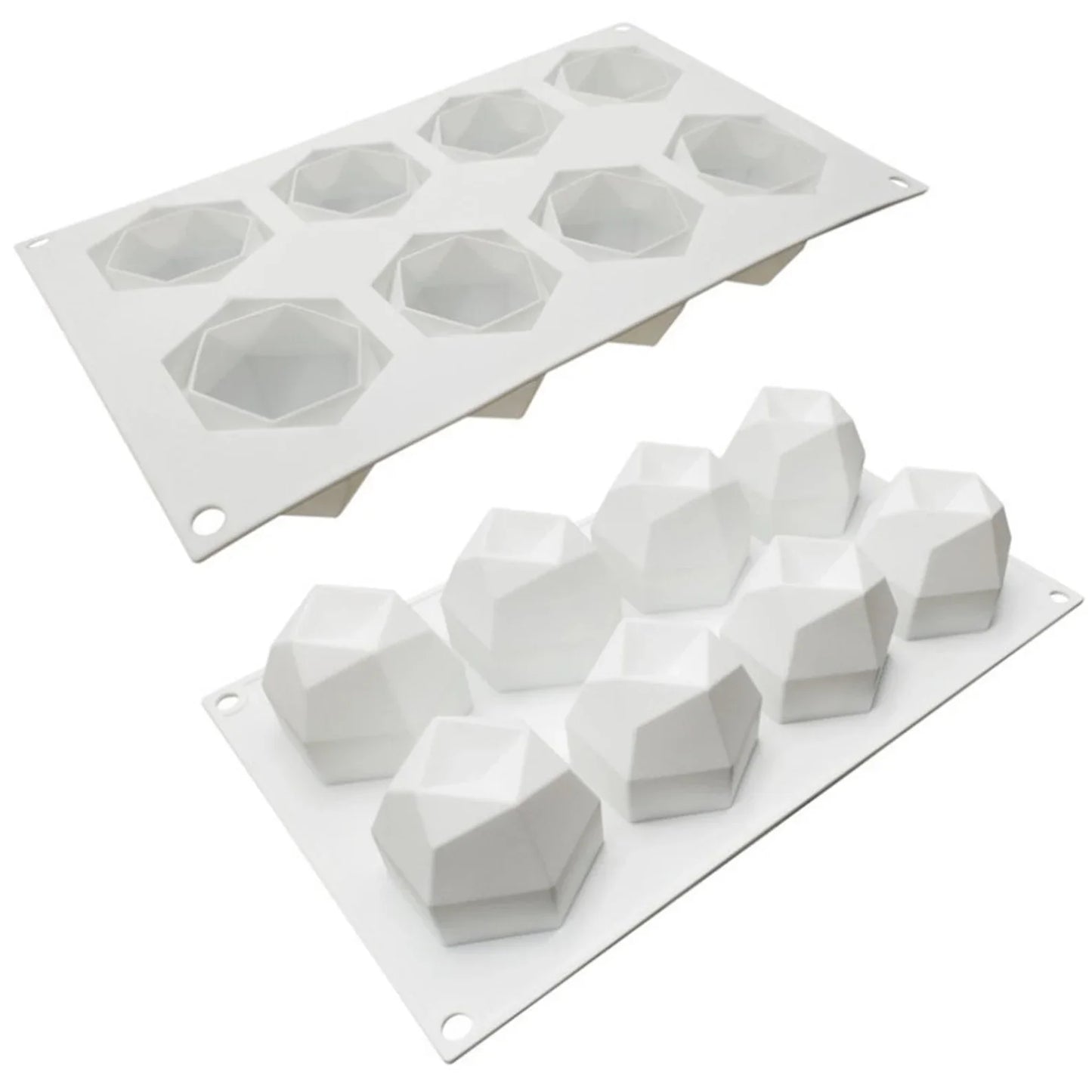 8 Cavity Geometric Diamond Candle Mould | Candle Crafting Handmade Mold | Silicone Cubic Molds | Ice Cube Chocolate Soap Baking DIY Moulds